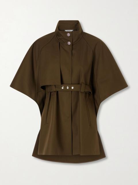 Max Mara Avenue belted cotton gabardine cape Army green