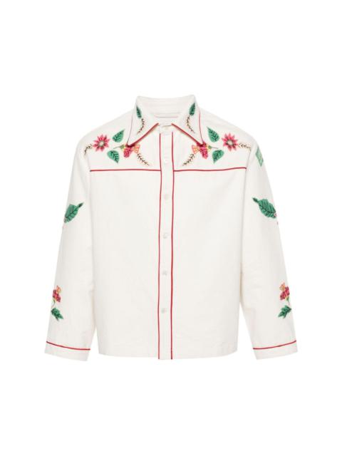 BODE Kilburn floral-embroidered shirt