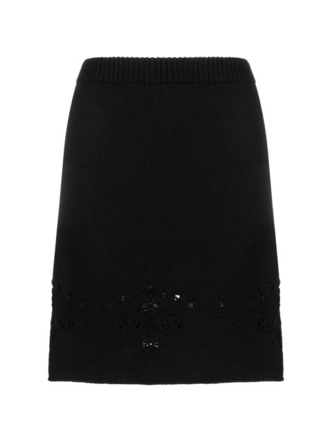 pointelle-knit wool miniskirt