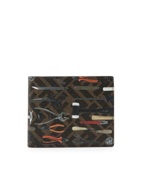 FENDI FF Tool-print leather wallet
