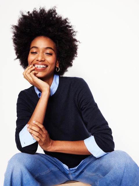 BODEN Eva Cashmere Crew Neck Sweater-Navy