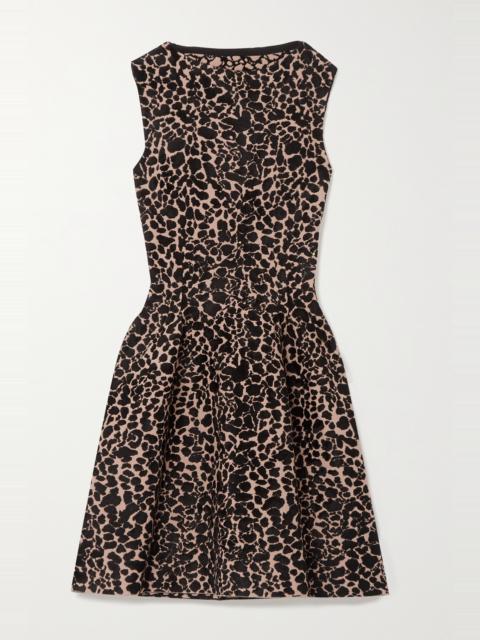 Leopard jacquard-knit mini dress
