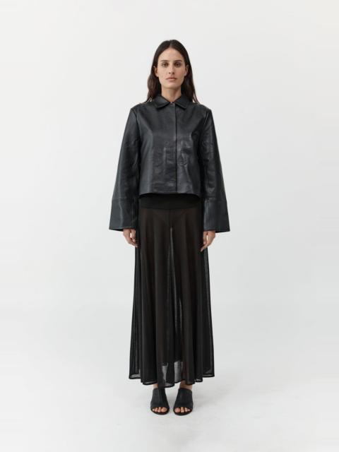 ST. AGNI Leather Minimal Jacket - Black