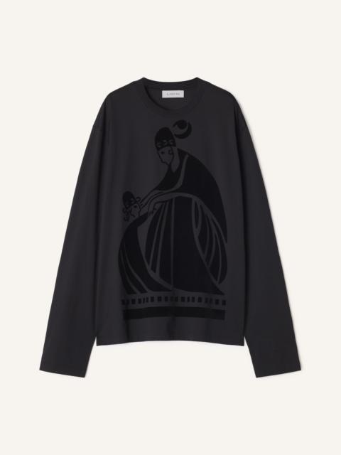 Lanvin LONG SLEEVED COTTON T-SHIRT WITH FLOCKED MOTHER AND CHILD MOTIF