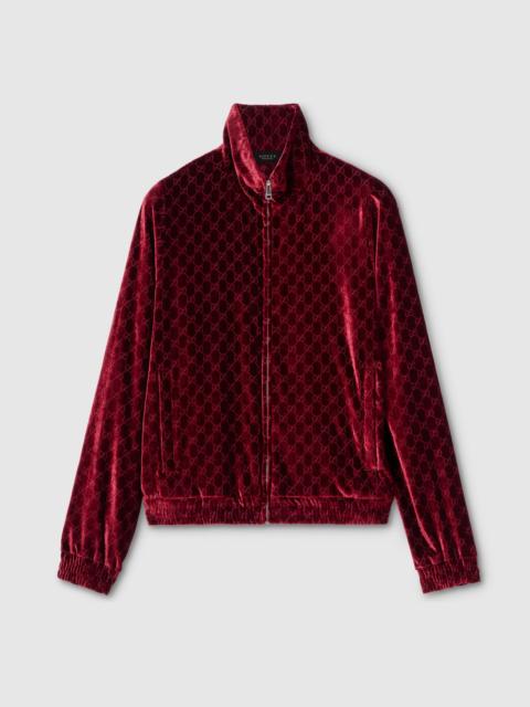 GUCCI GG stretch velvet devoré zipped jacket