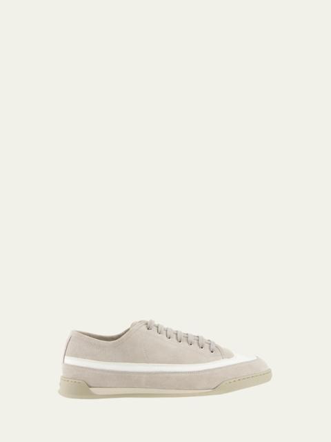 John Lobb Men's Court Mixed Leather Low-Top Sneakers
