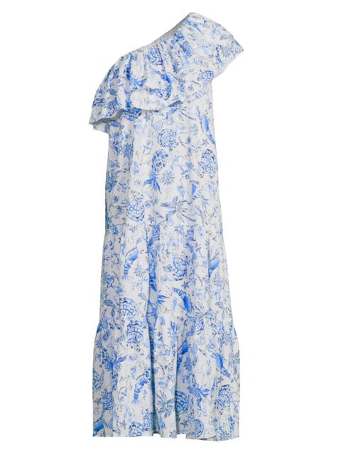 Lilly Pulitzer Women's Mayella One-Shoulder Midi-Dress - Resort White Barefoot