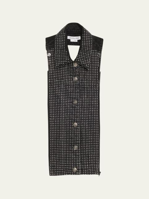 VERONICA BEARD Slate Rhinestone Denim Dickey