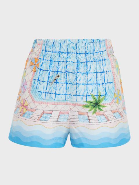 Pool Print Silk Shorts