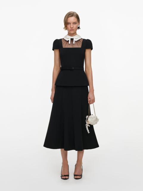 self-portrait Black Crepe Bow Peplum Midi Dress