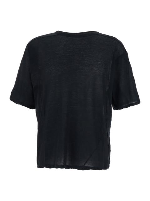 Rick Owens 'Brad' Black Crewneck T-Shirt With Rear Stitching In Cotton Man