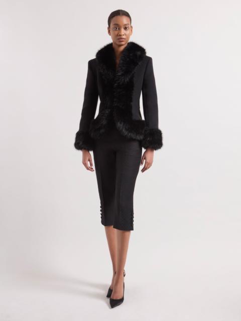 NINA RICCI Black Faux Fur Short Coat