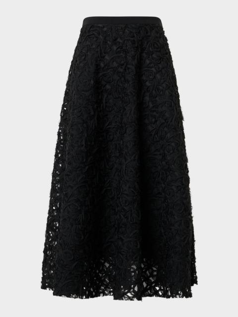 AKRIS 3D Floral Embroidered Midi Skirt