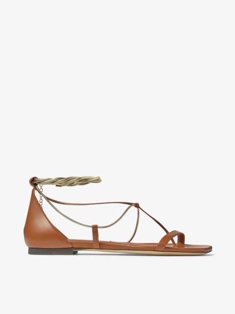 Oriana Flat
Tan Nappa Flats with Gold Chains