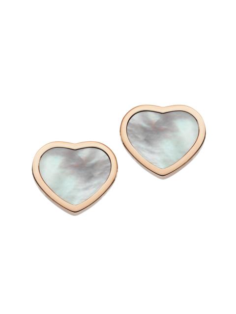 Chopard Women's Happy Hearts 18K Rose Gold & Mother-Of-Pearl Stud Earrings