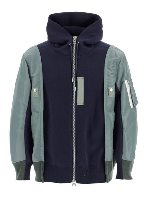 HYBRID SWEATSHIRT WITH ZIP AND HOOD