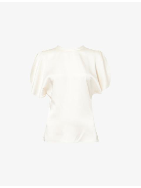 Victoria Beckham Bela Open-Sleeve Satin Top
