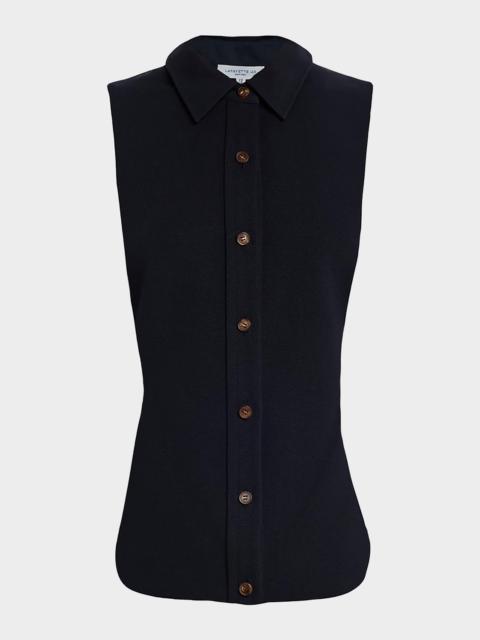 Lafayette 148 New York Sleeveless Cotton Pique Shirt