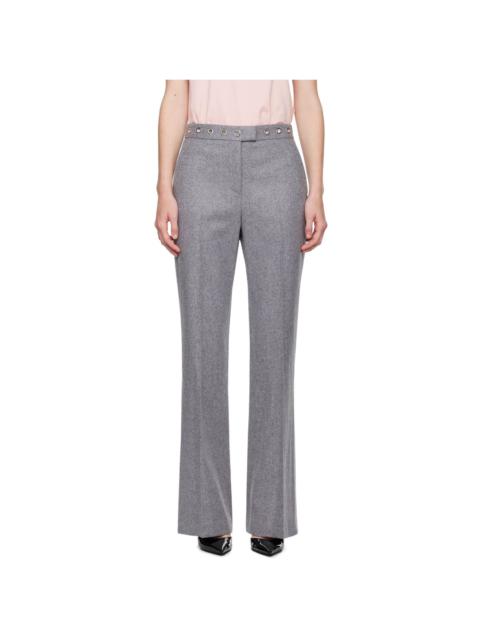 Gray Eyelet Trousers