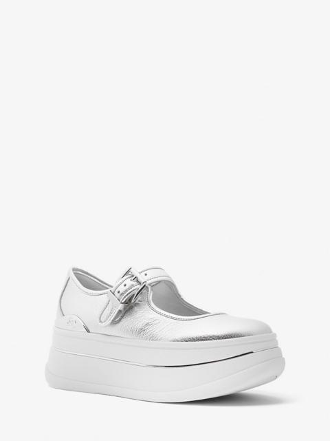 MICHAEL KORS Hayes Metallic Leather Mary Jane Sneaker