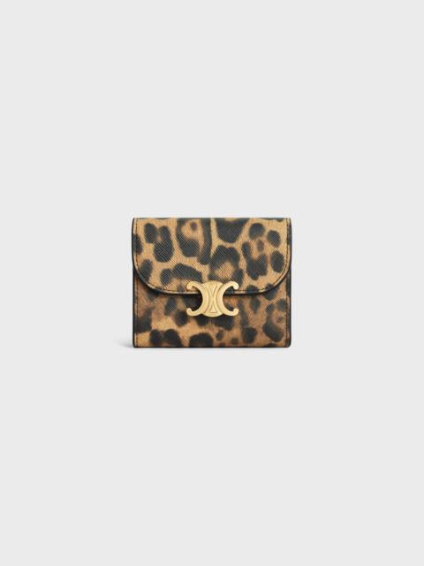 CELINE Small Wallet TRIOMPHE in CELINE CANVAS WITH LEOPARD PRINT