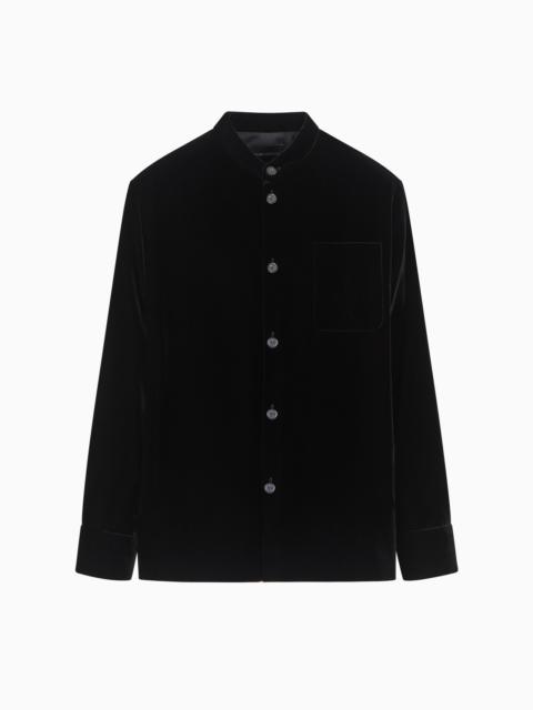 EMPORIO ARMANI ICON SMOOTH VELVET SHIRT JACKET WITH GURU COLLAR