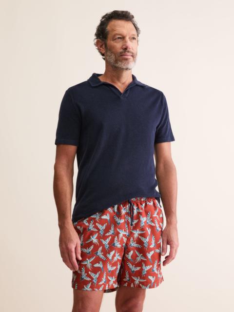 Derek Rose Men's Swim Trunks Parakeets of London Burnt Orange