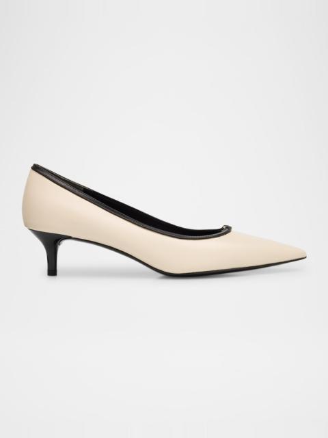 TORY BURCH 45mm Double T Leather Buckle Pumps