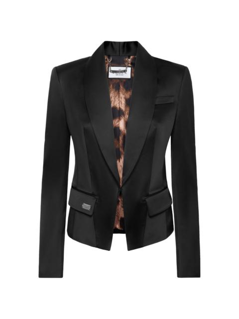 PHILIPP PLEIN satin-finish single-breasted blazer