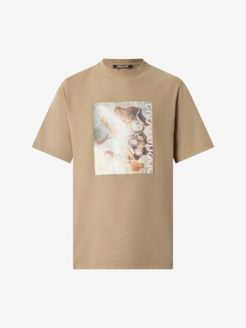Roberto Cavalli T-Shirt With Distressed-Effect Mirror Snake Monogram Print