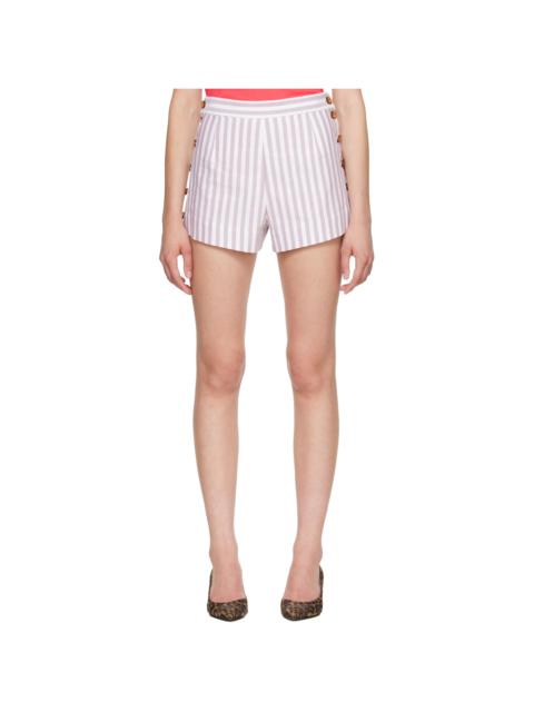 Vivienne Westwood White & Burgundy Elle Button Shorts