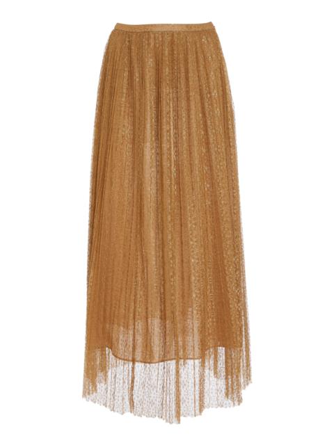 Maren Pleated Metallic Lace Skirt gold