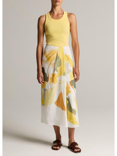 Vince Painted Abstract Floral Draped Skirt
