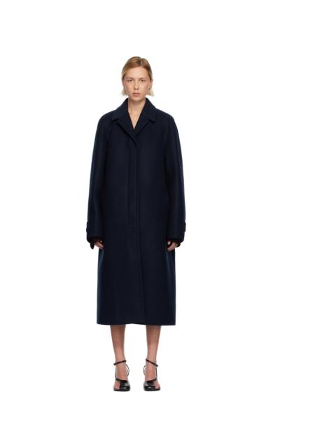 Dries Van Noten Navy Notched Lapel Coat