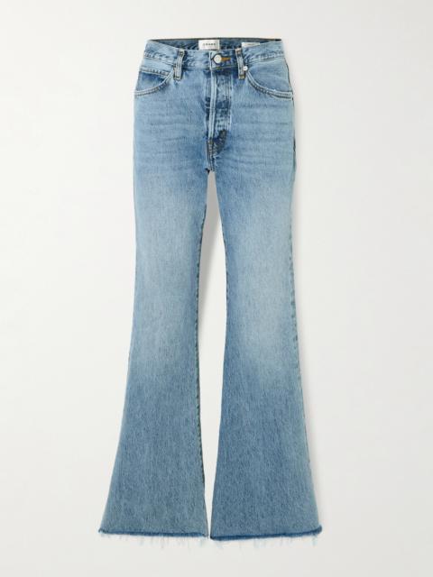 FRAME The Lax Distressed High-rise Flared Jeans