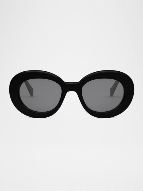 CELINE Men's Triomphe Acetate Round Sunglasses