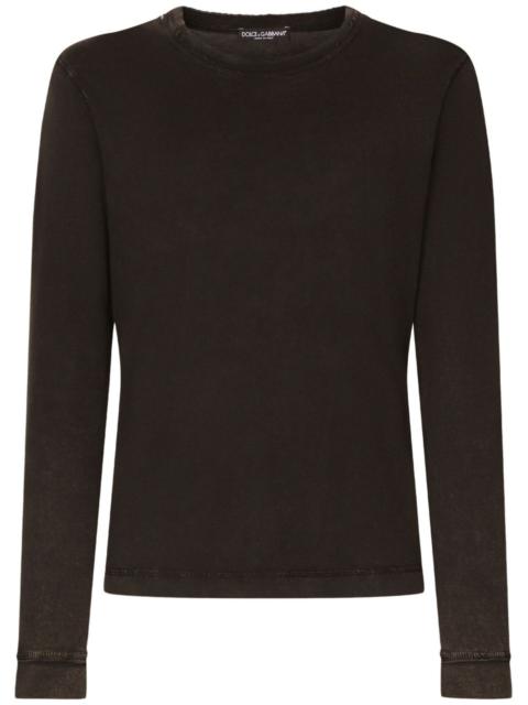 Dolce & Gabbana Black Distressed Cotton Sweatshirt