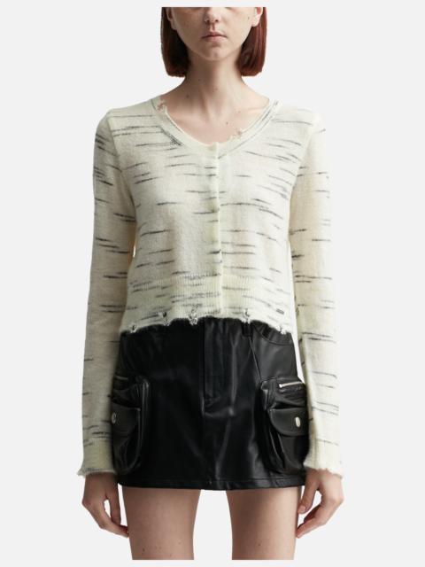 WOOL ALPACA U-NECK CROP CARDIGAN