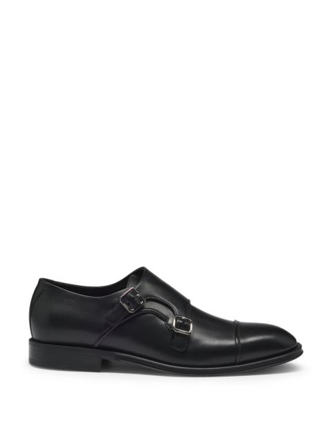 BOSS CAP-TOE DOUBLE MONK SHOES IN LEATHER