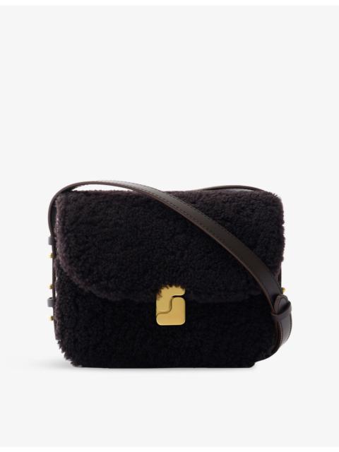 soeur Bellissima Mini Shearling and Leather Cross Body Bag