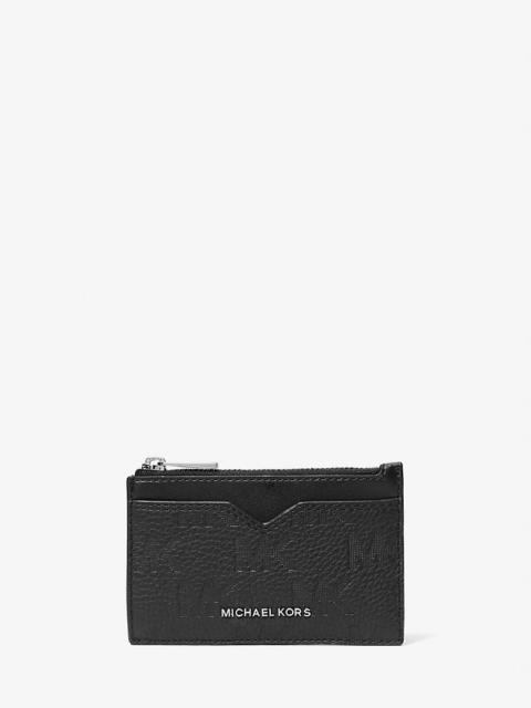 MICHAEL KORS Hudson Logo Embossed Leather Card Case