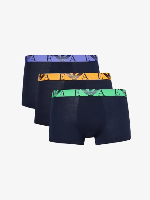 EMPORIO ARMANI Branded-waistband pack of three stretch-cotton trunks