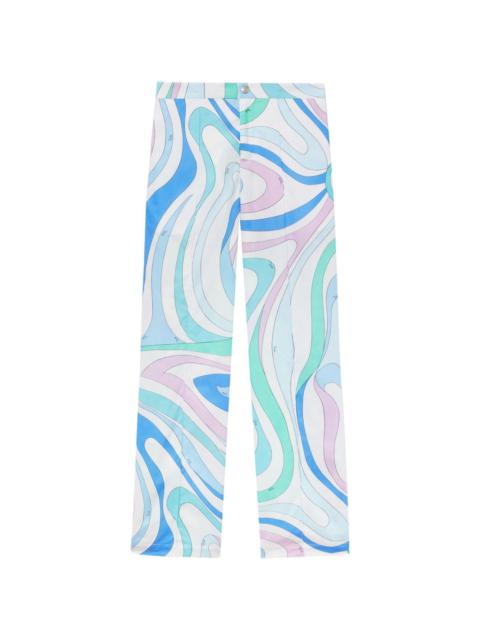 Marmo-Print cotton trousers