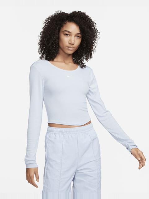 Nike Sportswear Chill Knit Women's Tight Scoop-Back Long-Sleeve Mini-Rib Top