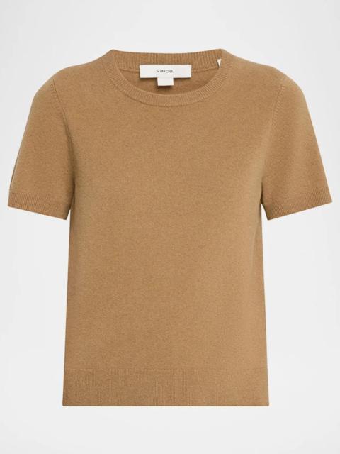 Vince Cashmere-Blend Short-Sleeve Crewneck Sweater
