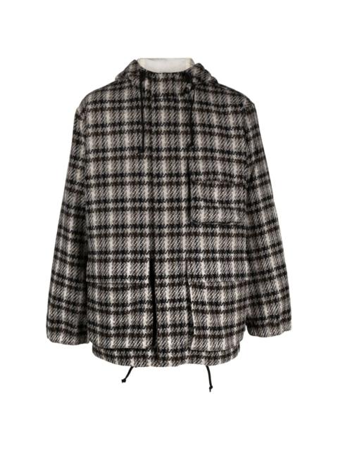 Universal Works plaid check-pattern knitted jacket