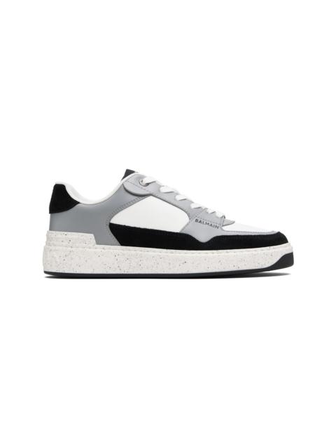 Balmain Gray & White B-Court Flip Suede Sneakers