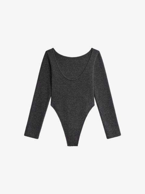 The Frankie Shop Civray Brushed Knit Bodysuit - Charcoal