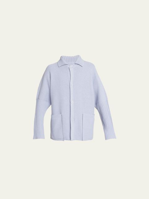 ISSEY MIYAKE Men's Button-Front Knit Shirt