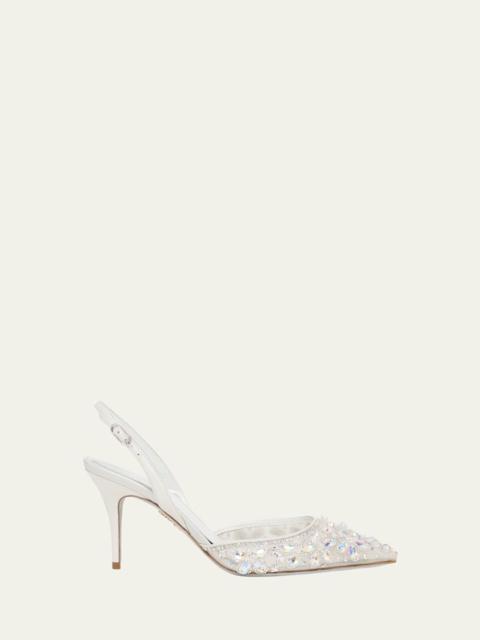 RENE CAOVILLA 80mm Embellished Mesh Slingback Pumps